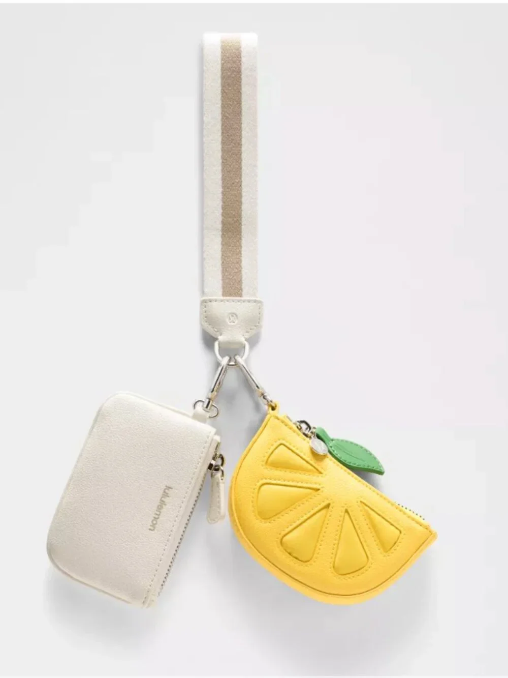 Lululemon RARE!!! Dual Pouch Wristlet Textured Leather Alternative LEMON